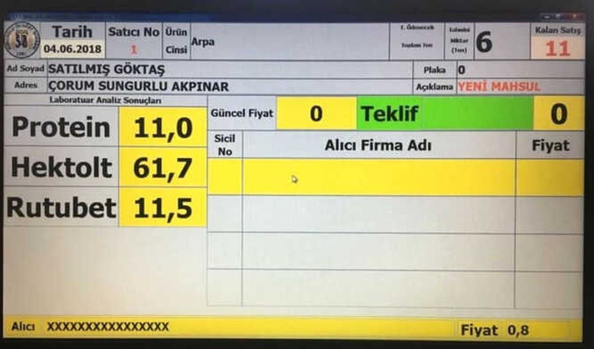 Sungurlu'da İlk Arpa Ürünü Borsaya Geldi
