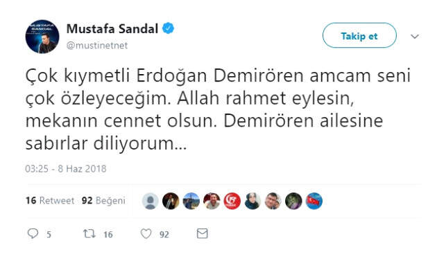 Erdoğan Demirören'in Vefatın Ardından Ünlüler Üzüntülerini Sosyal Medya Hesaplarından Paylaştı