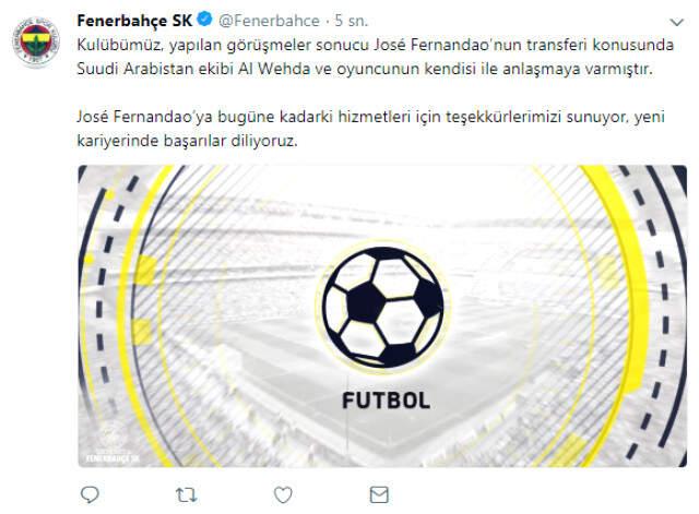 Fenerbahçe'nin Golcüsü Fernandao, Suudi Arabistan'ın Al Wehda Takımına Transfer Oldu