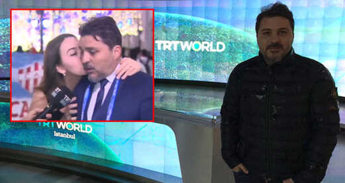 TRT Spor Yorumcusu Tarık Üstün, Canlı Yayında Kadın Taraftar Tarafından Öpüldü