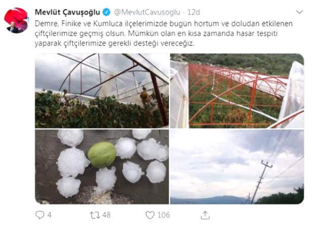Antalya'da Fırtına ve Dolu Tarım Alanlarını Vurdu