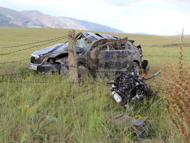 Karıştığı Kazanın Ardından Takla Atarak Tarlaya Uçan Aracın Motoru Yerinden Fırladı