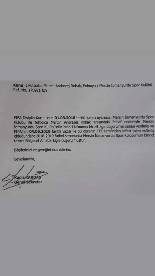 Mersin İdmanyurdu Bal Ligine Düşürüldü