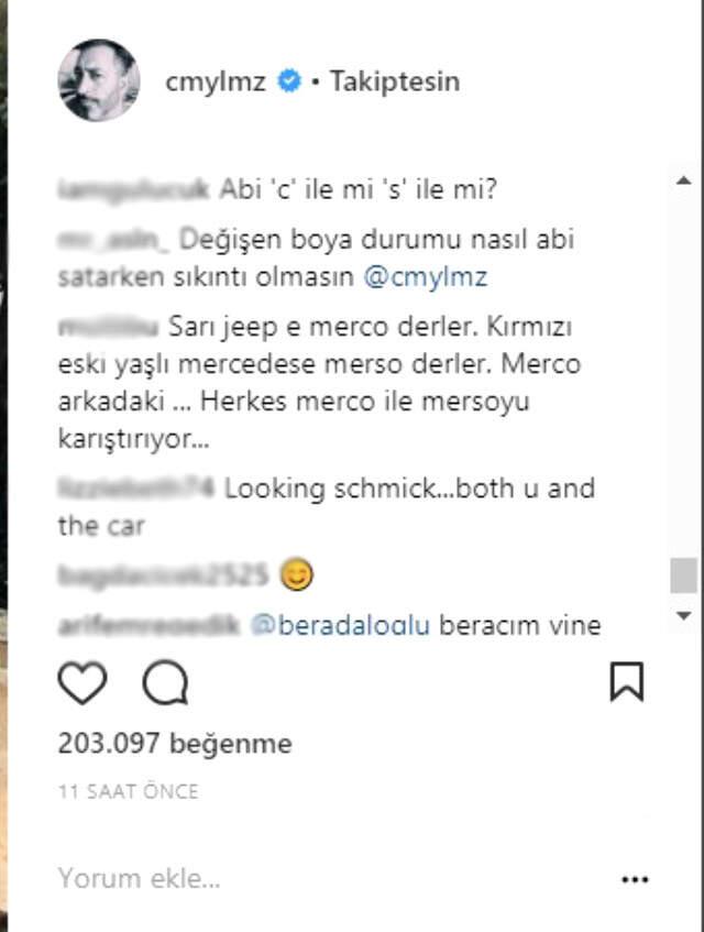 Cem Yılmaz 'K' Plaka Klasik Arabasıyla Fotoğraf Paylaştı