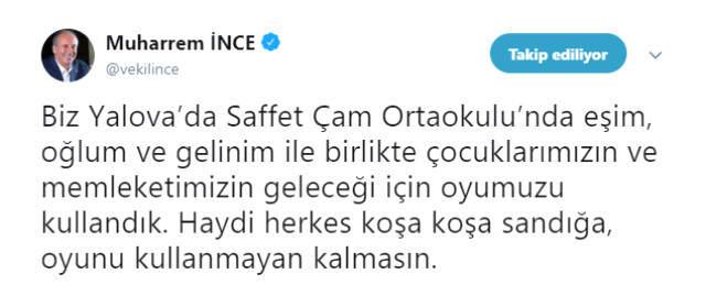 CHP'nin Cumhurbaşkanı Adayı Muharrem İnce, Oyunu Kullandı