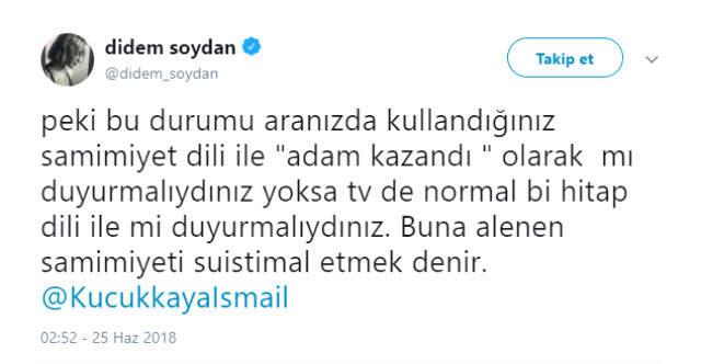 Muharrem İnce'yi Destekleyen Didem Soydan, İsmail Küçükkaya'ya Sert Çıktı