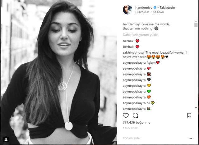 Hande Erçel Duru Güzelliğiyle Sosyal Medyaya Damga Vurdu