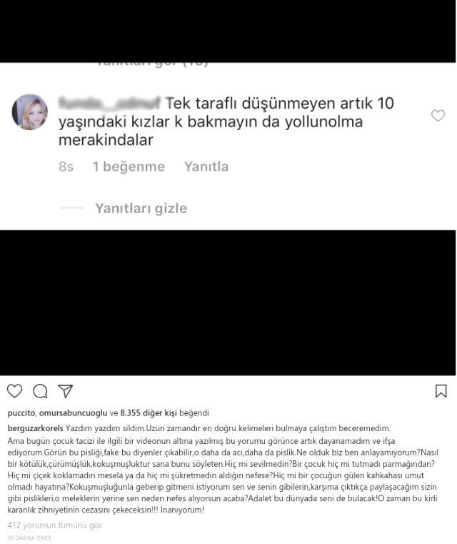 Bergüzar Korel, Çocuk Tacizi İle İlgili Videonun Altına Çirkin Yorum Yazan Takipçiyi İfşa Edip, Ateş Püskürdü