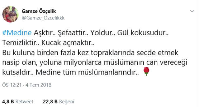 Gamze Özçelik, Yaptığı 'Medine' Paylaşımı Sosyal Medyayı Karıştırdı