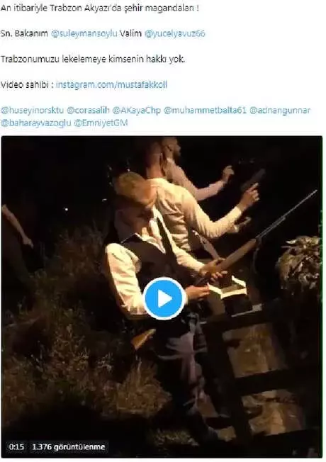 Trabzon'da Silahla Havaya Ateş Açan Magandalar İçin Vali Devreye Girdi Trabzon'da Silahla Havaya Ateş Açan Magandalar İçin Vali Devreye Girdi