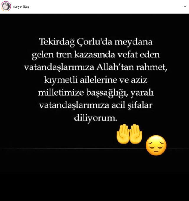 Çorlu'daki Tren Kazasında Hayatını Kaybedenler İçin Ünlüler Sosyal Medyadan Taziye Mesajı Yayınladı