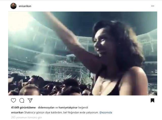 Shakira'nın Konserinde Ezgi Mola'yı Kucağına Alan Enis Arıkan, 'Fıtık Oldum Yatıyorum' Dedi
