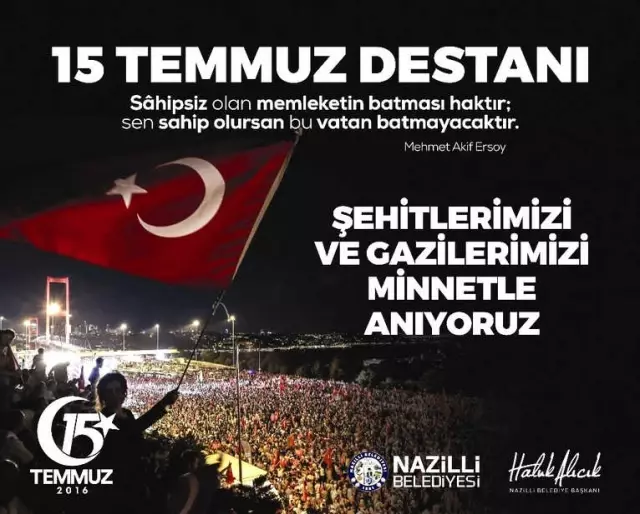 Başkan Alıcık'ın 15 Temmuz Demokrasi ve Milli Birlik Günü Mesajı