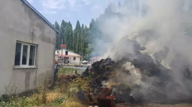 Pasinler'de Ot Balyaları Kül Oldu