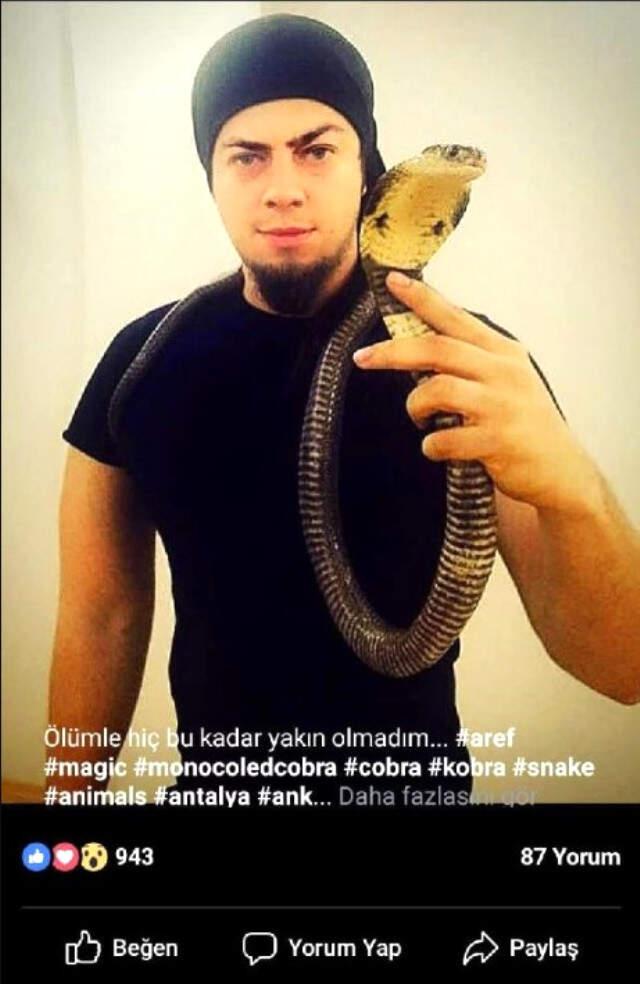 Sihirbaz Aref'in 3 Yıl Önce Kobrası ile fotoğrafını 'Ölümle hiç bu kadar yakın olmadım' Notuyla Paylaşmış