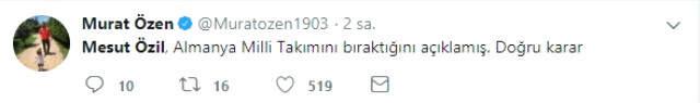 Alman Milli Takımını Bırakma Kararı Alan Mesut Özil'e Destek Yağdı