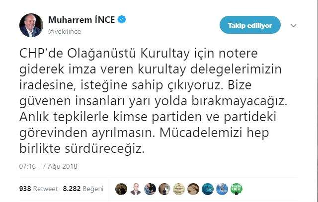 Muharrem İnce, İmza Veren Delegelere Seslendi: Partiden Ayrılmayın, Mücadelemizi Sürdüreceğiz
