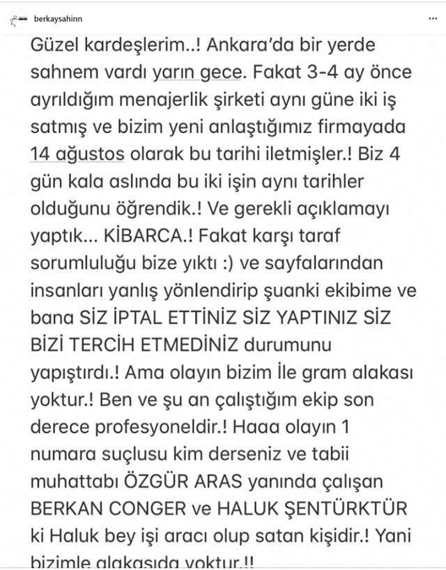 Aynı Tarihte Konser Ayarlayan Berkay Sahneye Çıkacağı Mekan Sahibiyle Birbirine Girdi
