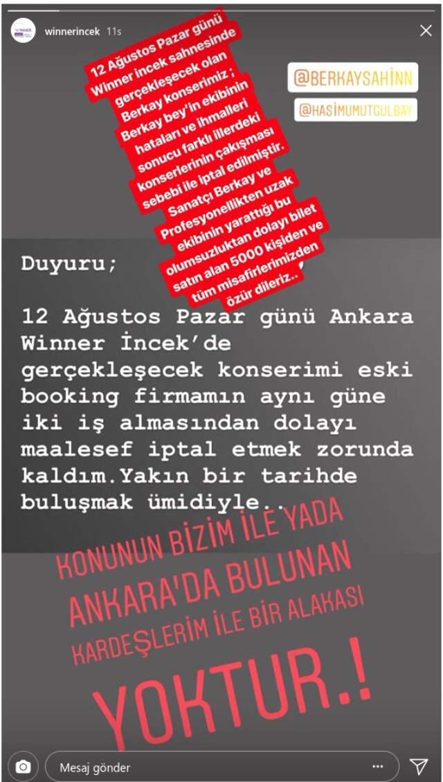 Aynı Tarihte Konser Ayarlayan Berkay Sahneye Çıkacağı Mekan Sahibiyle Birbirine Girdi