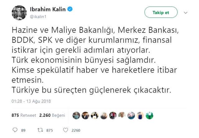 Son Dakika! Beştepe'den Spekülasyonlara Yanıt: Türkiye Ekonomisi Sağlamdır, Bu Süreçten Güçlenerek Çıkacaktır