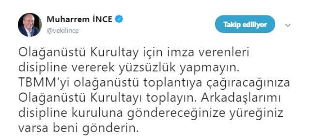 Muharrem İnce'den Çok Sert Kurultay Çıkışı: Yüreğiniz Varsa Beni Gönderin