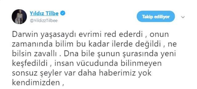 Yıldız Tilbe'den Darwin Tweeti İle Sosyal Medyada Çok Konuşuldu.