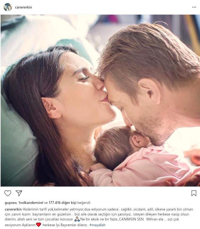 Çiçeği Burnunda Anne-Baba Caner Erkin ve Şükran Ovalı'dan Kızları Mihran Ela ile Yeni Görüntü