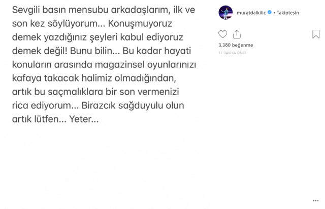 Murat Dalkılıç Sosyal Medya Hesabından İsyan Etti!