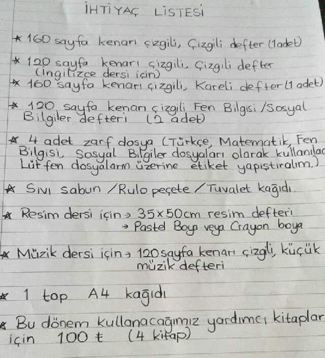 KKTC'de Okul Yönetimi Öğrencilerden, Tuvalet Kağıdı, Tuz Ruhu ve Tıraş Köpüğü Gibi Ürünler İstedi
