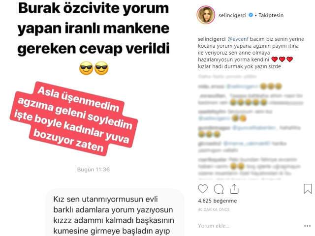 Selin Ciğerci, Burak Özçivit'e Yorum Yapan Ünlü Modele Ateş Püskürdü