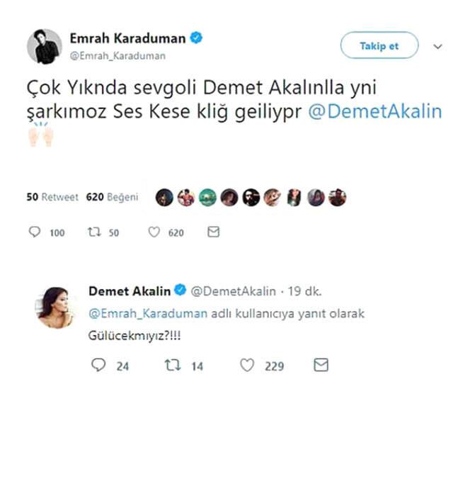 Emrah Karaduman'ın 'Akalınca' Tweeti Demet Akalın'ı Kızdırdı