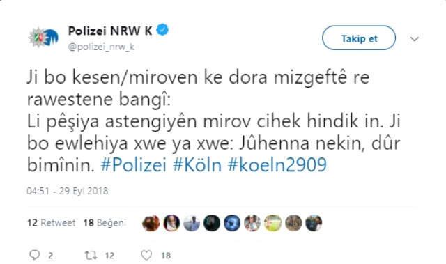 Köln Polisinden Türkçe ve Kürtçe Mesaj: İtişip Kakışmayın