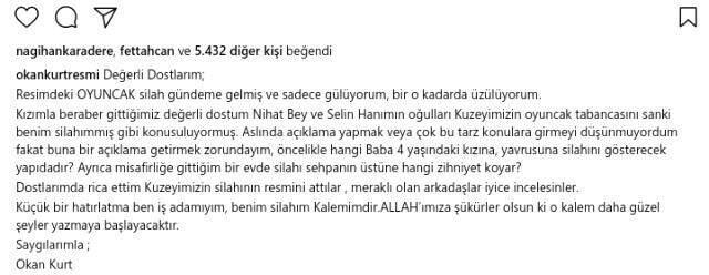 Demet Akalın Boşandığı Eşi Okan Kurt, Paylaştığı Fotoğraftaki Silahın Oyuncak Olduğunu Açıkladı