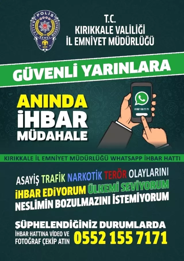 Kırıkkale Emniyet Müdürlüğünden Whatsapp İhbar Hattı Haberler