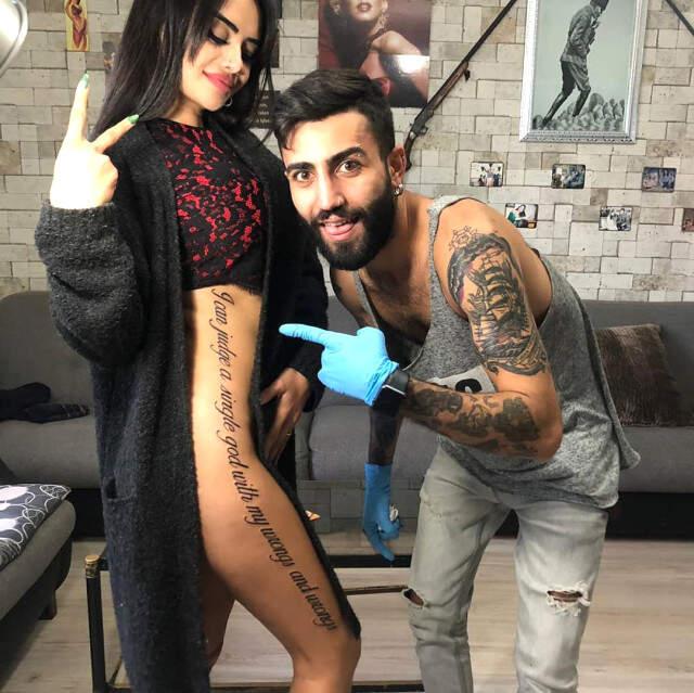 Gelin Adayı Naz Mila Göğüs Altından Dizine Kadar Yaptırdığı Dövmesiyle Sosyal Medyayı Salladı