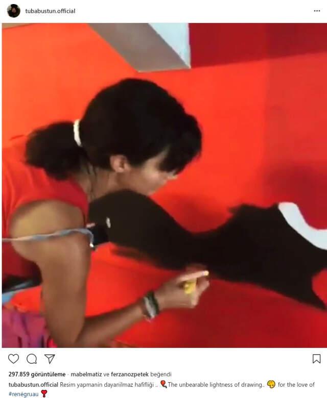 Güzel Oyuncu Tuba Büyüküstün, Sevgilisine Resim Çizdi