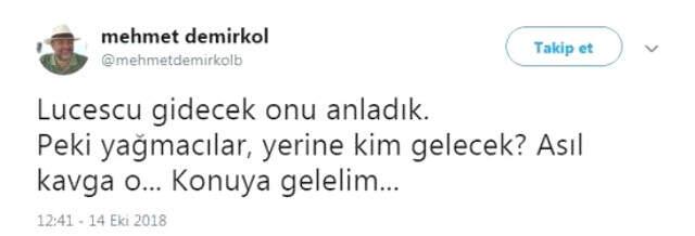Yorumcu Mehmet Demirkol, Sosyal Medya Hesabından Lucescu'nun Gideceğini İddia Etti