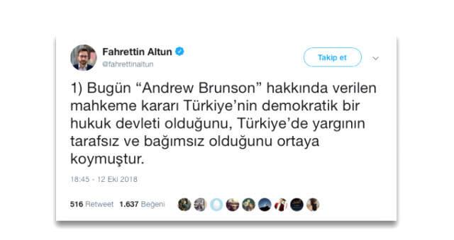 Rahip Brunson'ın Serbest Bırakılması, Twitter Kullanıcıları Tarafından Eleştirildi