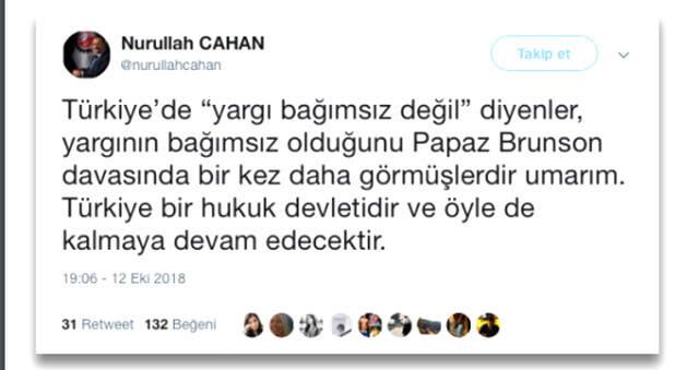 Rahip Brunson'ın Serbest Bırakılması, Twitter Kullanıcıları Tarafından Eleştirildi