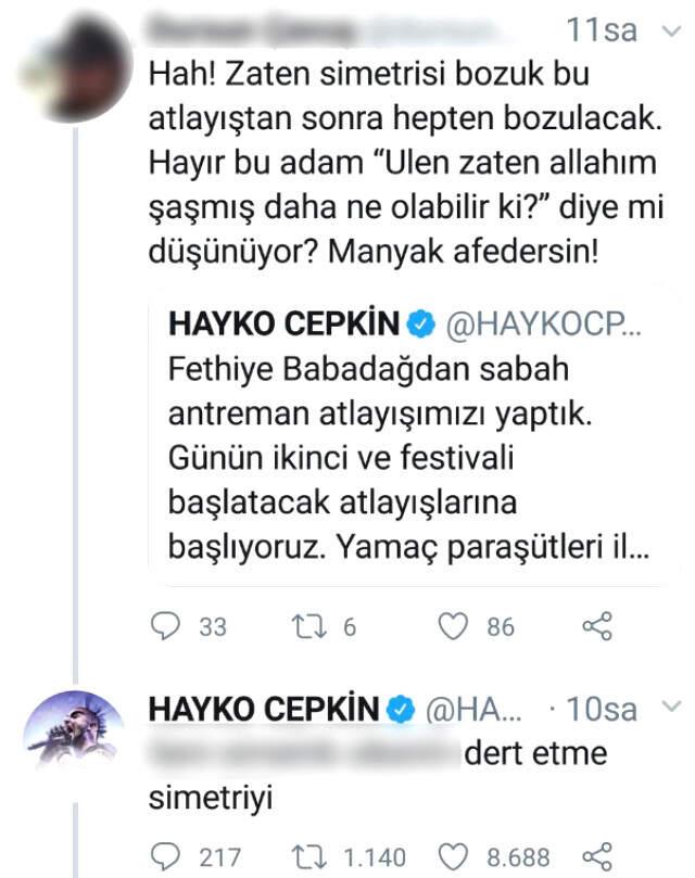 Hayko Cepkin 'Simetrin Bozuk' Diyen Takipçisine Sinkaflı Küfür Etti