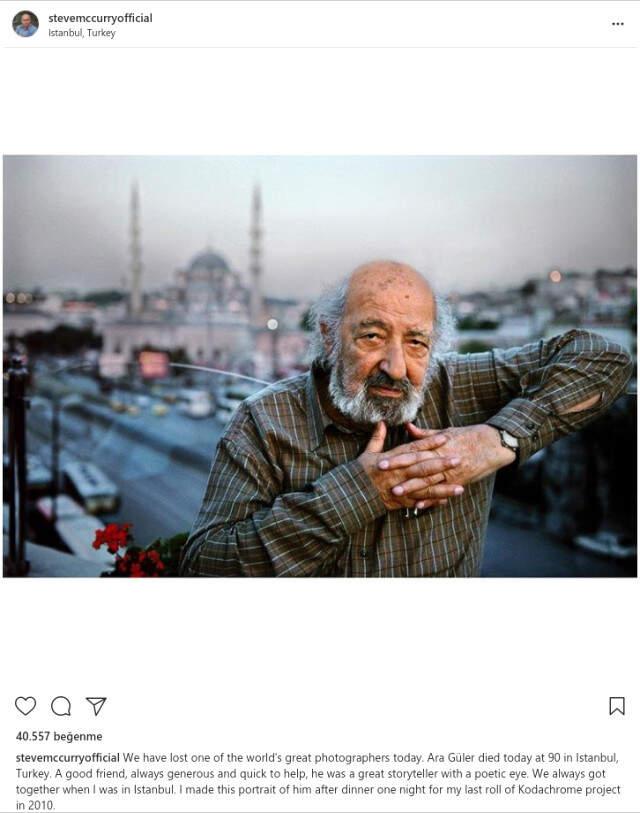 Amerikalı Haber Fotoğrafçısı Steve McCurry'den, Hayatını Kaybeden Ara Güler İçin Duygusal Paylaşım