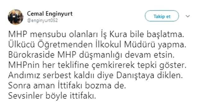 MHP Milletvekili Cemal Enginyurt'tan Cumhur İttifakı'nda Krize Neden Olacak Paylaşım