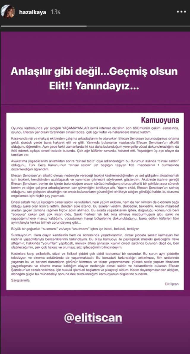 Yaşamayanlar Setinde Tacize Uğradığını Açıklayan Elit İşcan'a Rol Arkadaşlarından Destek Açıklaması Geldi