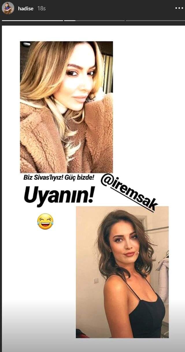 Hadise, 'Ben Sivaslıyım Güç Bende' Diyen İrem Sak'a Destek Verdi