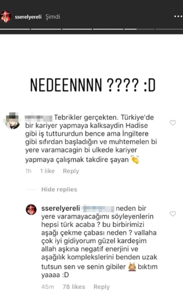 Serel Yereli'den Türk Tepkisi: 'Bıktım'