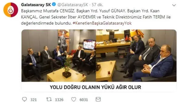 Galatasaray Kulübü: "Yolu Doğru Olanın Yükü Ağır Olur"