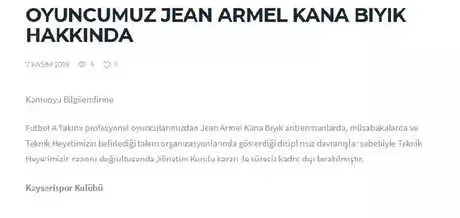 Kayserispor'da Kana Bıyık Kadro Dışı Bırakıldı Kayserispor'da Kana Bıyık Kadro Dışı Bırakıldı
