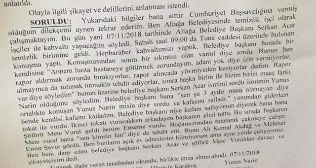 Aliağa Belediye Başkanı Serkan Acar, Belediye Çalışanını Dövdü