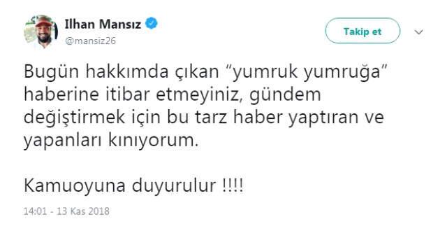 İlhan Mansız, Kulüp Doktoru Sarper Çetinkaya ile Kavga Ettiği İddialarını Yalanladı