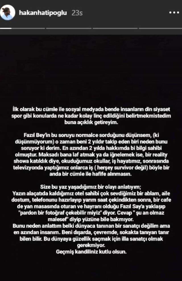 Kavga Büyüyor! Fazıl Say'dan Hakan Hatipoğlu'na: Her konuda Ajitasyon